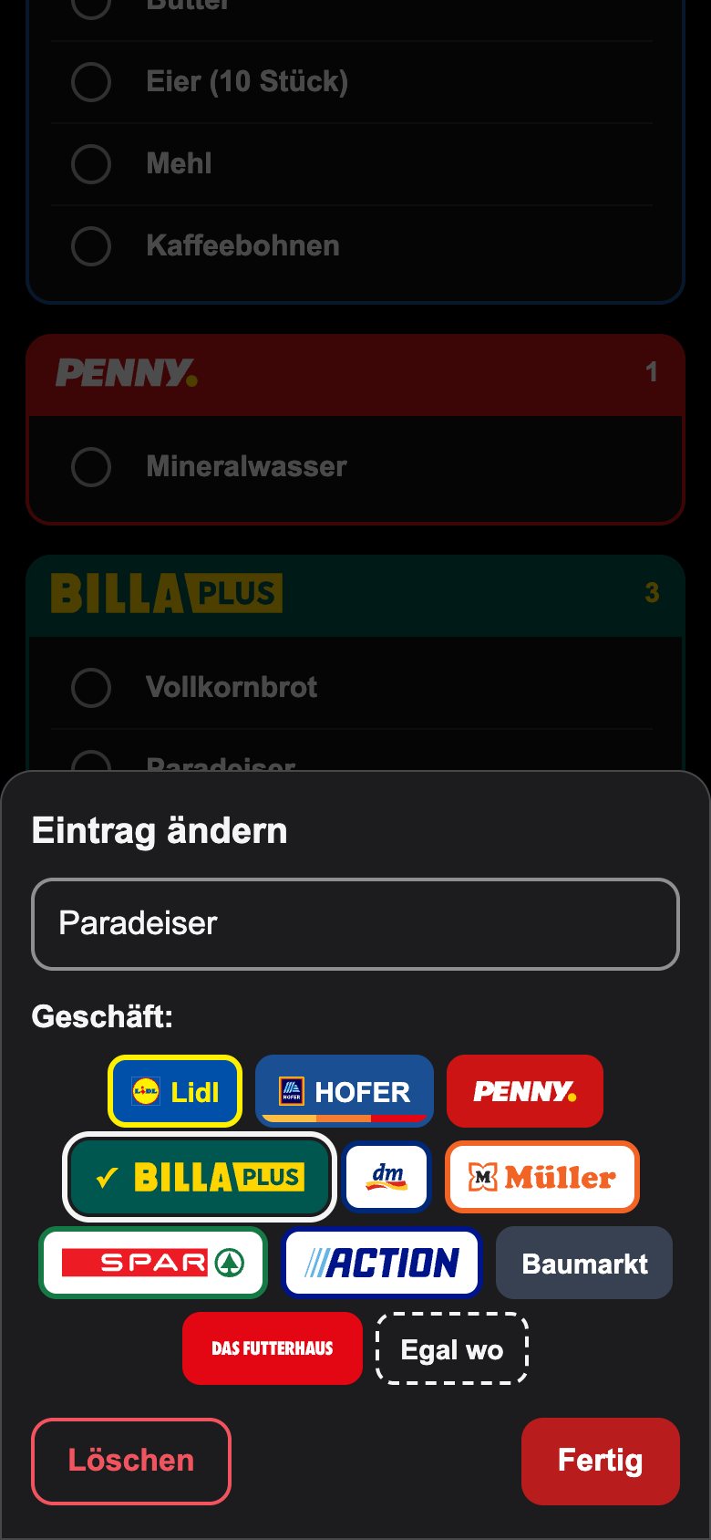 Einen Eintrag ändern