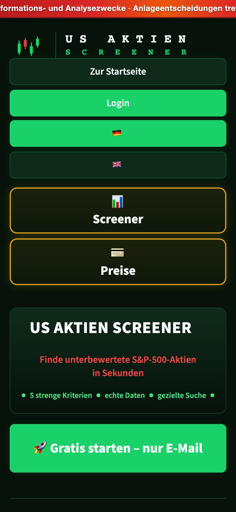 Startseite am Handy