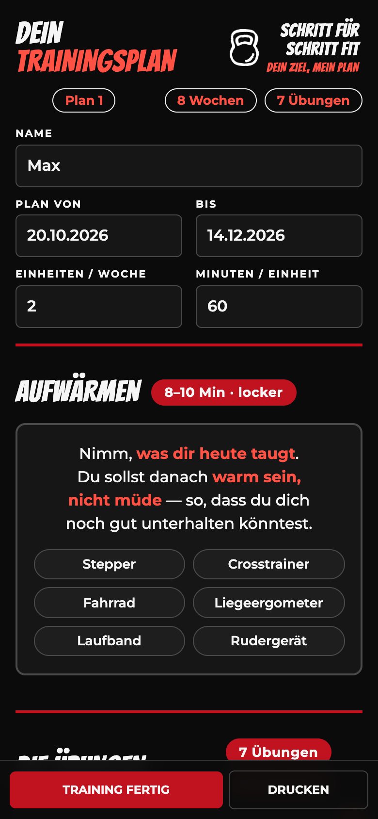 Der Plan am Handy
