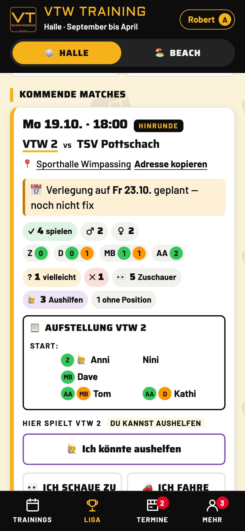 Liga: wer spielt, wer zuschaut, wer fährt